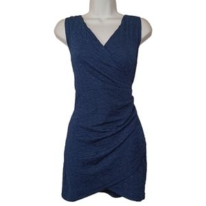 MINX USA Blue Textured Sleeveless Crossover Mini Bodycon Dress Medium NWT